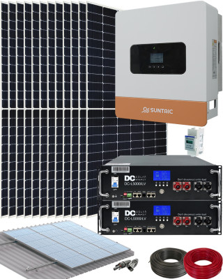 Kit Solar para Instalación Paneles Solares con Inversor Híbrido Suntaic STH6M-2/GEN 6000W y Batería Litio DC 48V DC-5000/LV