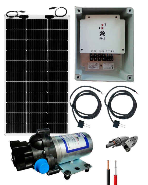 Kit Bombeo Solar Fotovoltaico con Panel Flexible 12V para Uso Intermitente